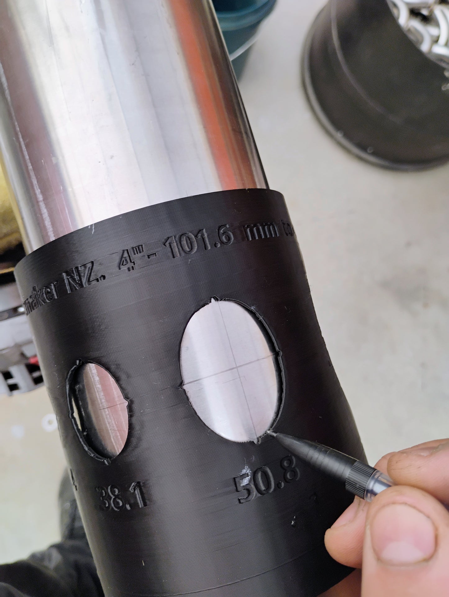 Branch pulling hole jig 1.5, 2 , 3 & 4 "O.D.